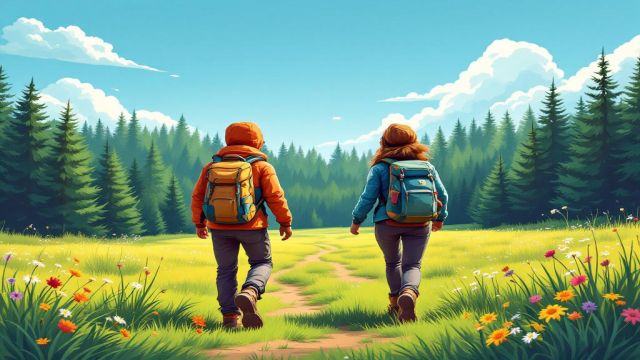 Zwei Wanderer in der Natur